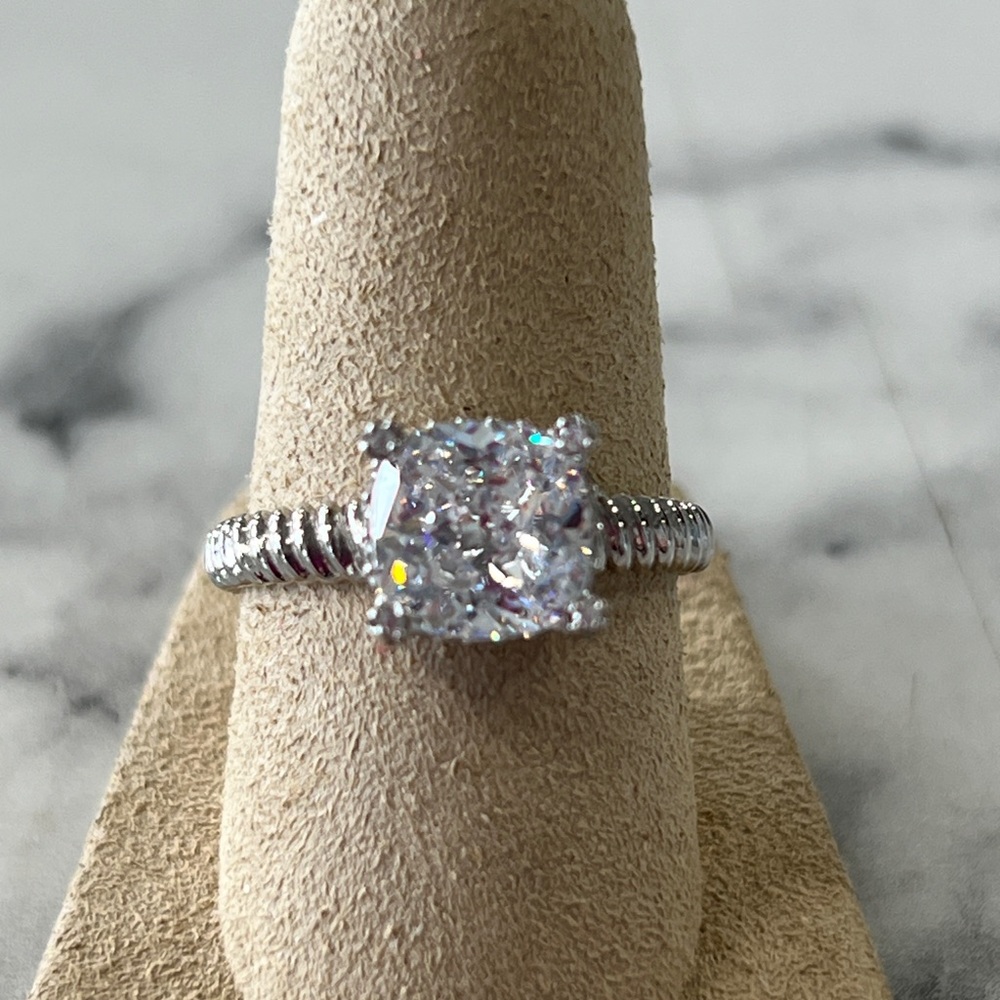 AAA 3.95ctw, Swarovski-grade Austrian Gemstones, platinum over S925.